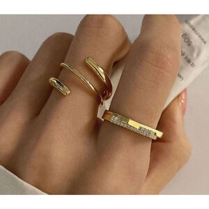NEW Women's 14 Gold‎ Filled Bar Simulated Diamond Ring, Adjustable